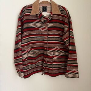 Jou Jou Southwestern Style Wool Blend Blanket Jacket Size Med